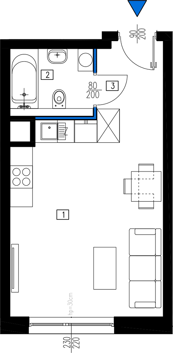 Plan 1 pok. 30m²