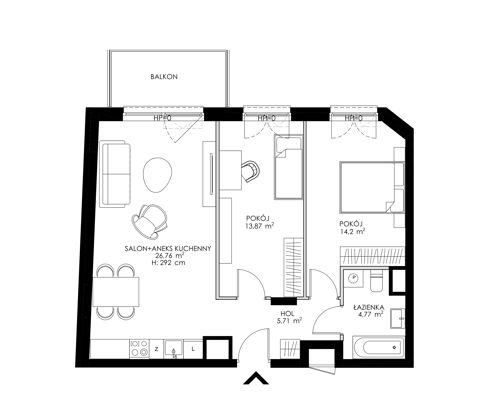 Plan 3 pok. 65m²