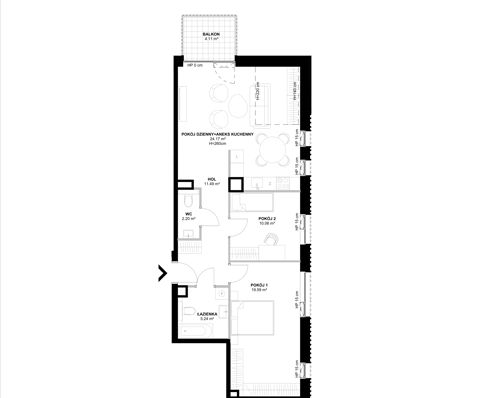 Plan 3 pok. 73m²