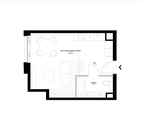 Plan 1 pok. 30m²