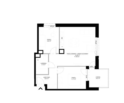 Plan 3 pok. 57m²