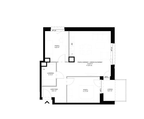 Plan 3 pok. 57m²