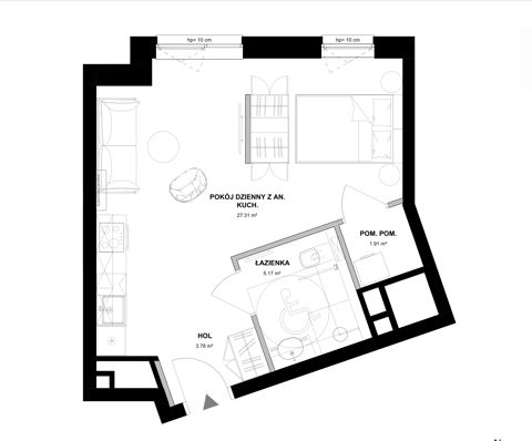 Plan 1 pok. 38m²