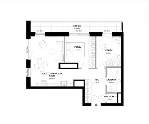 Plan 3 pok. 59m²