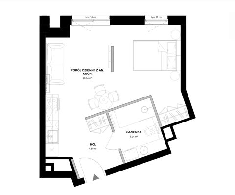 Plan 1 pok. 38m²