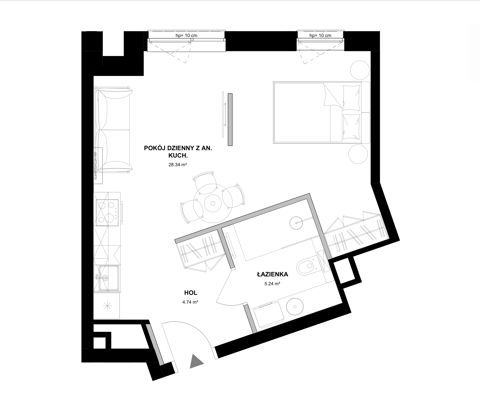 Plan 1 pok. 38m²