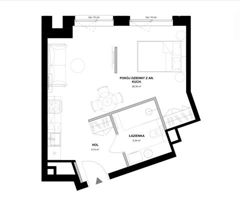 Plan 1 pok. 38m²