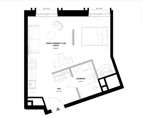 Plan 1 pok. 39m²