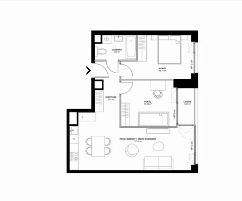 Plan 3 pok. 61m²