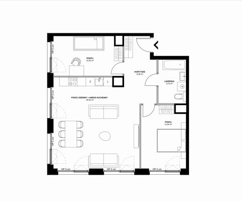 Plan 3 pok. 75m²