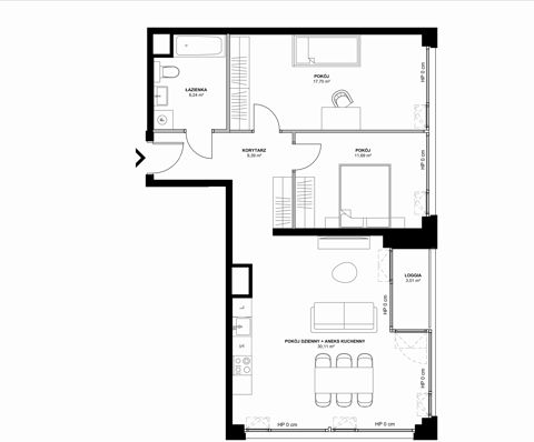 Plan 3 pok. 75m²