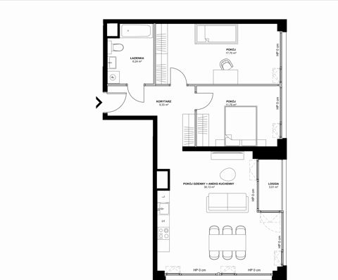 Plan 3 pok. 75m²