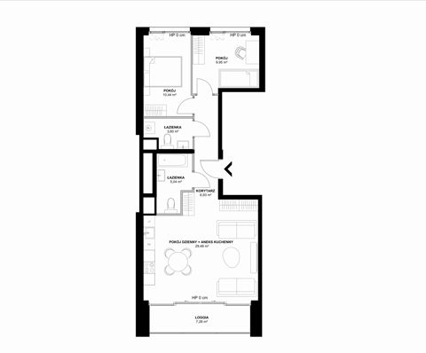 Plan 3 pok. 65m²