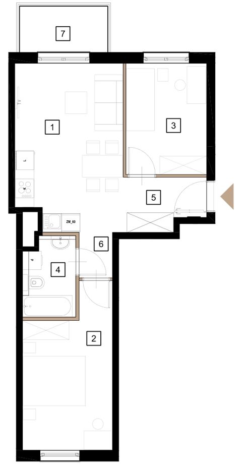 Plan 3 pok. 51m²