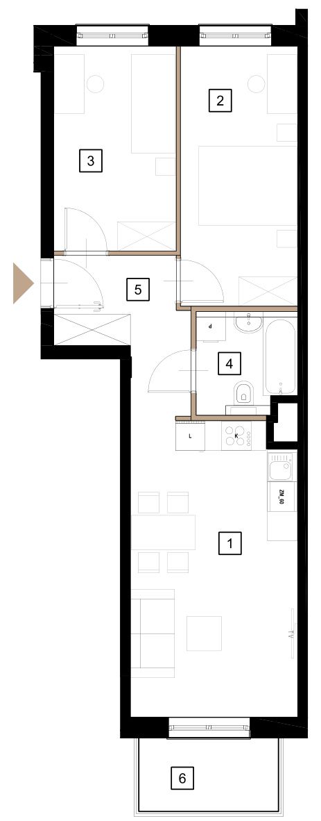 Plan 3 pok. 54m²