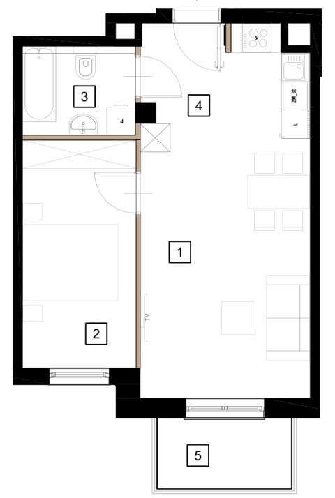 Plan 2 pok. 44m²