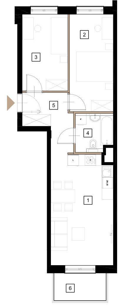 Plan 3 pok. 54m²