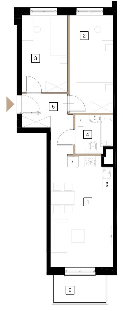 Plan 3 pok. 54m²