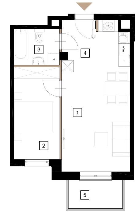 Plan 2 pok. 44m²