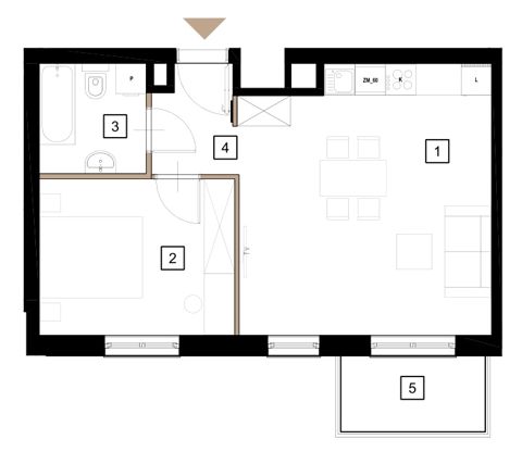 Plan 2 pok. 45m²