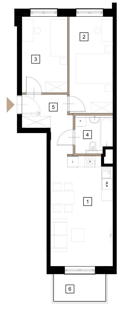 Plan 3 pok. 54m²