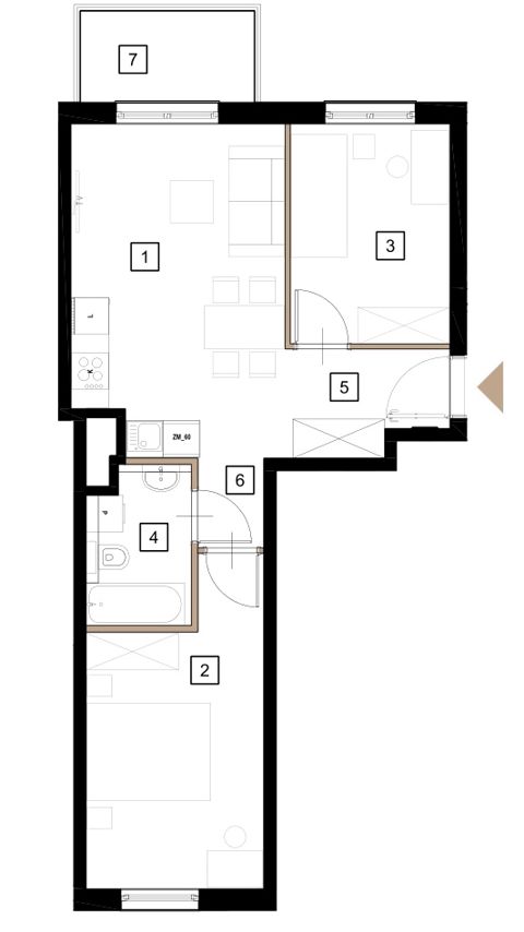 Plan 3 pok. 51m²