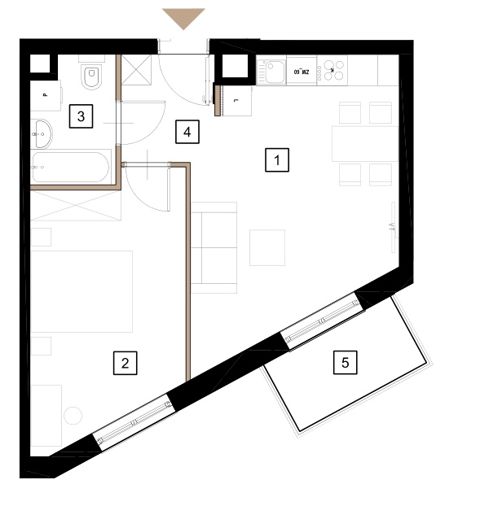 Plan 2 pok. 43m²