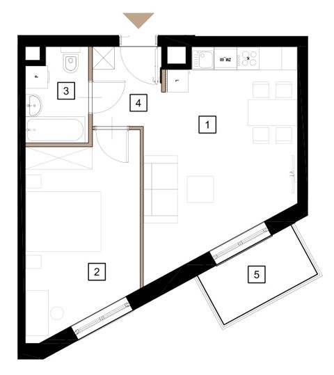 Plan 2 pok. 43m²