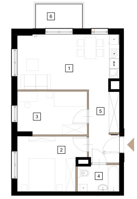 Plan 3 pok. 57m²