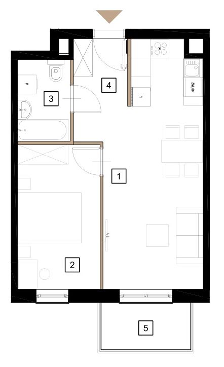 Plan 2 pok. 44m²