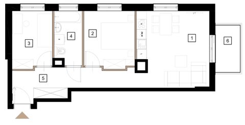 Plan 3 pok. 55m²