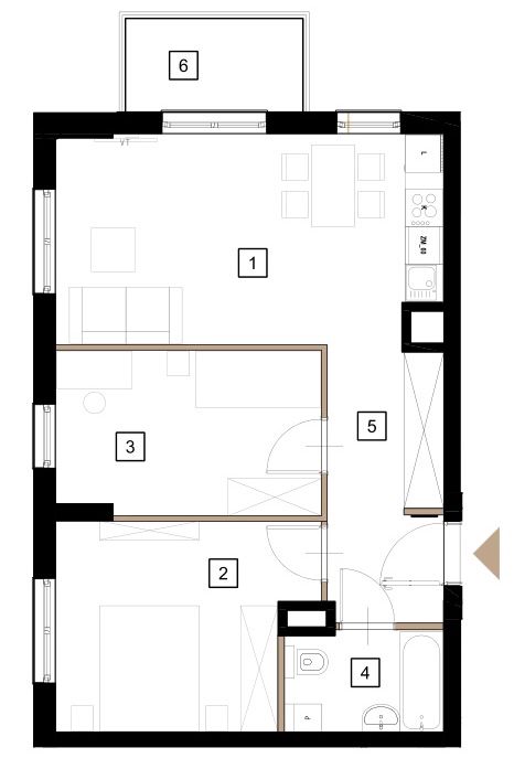Plan 3 pok. 57m²