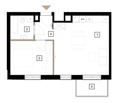 Plan 2 pok. 45m²