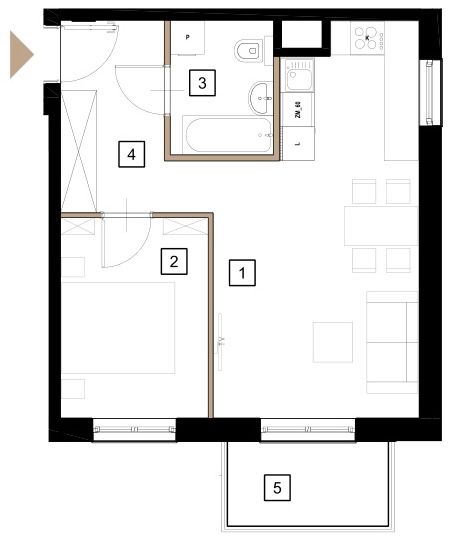 Plan 2 pok. 43m²