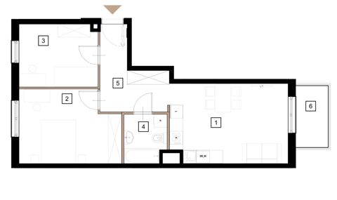 Plan 3 pok. 58m²