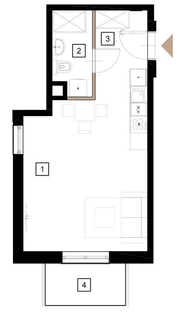 Plan 1 pok. 33m²