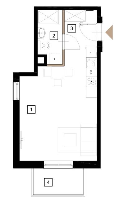 Plan 1 pok. 33m²