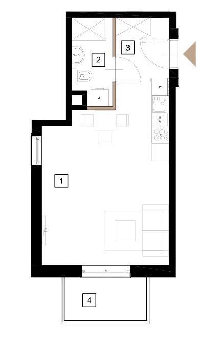 Plan 1 pok. 33m²