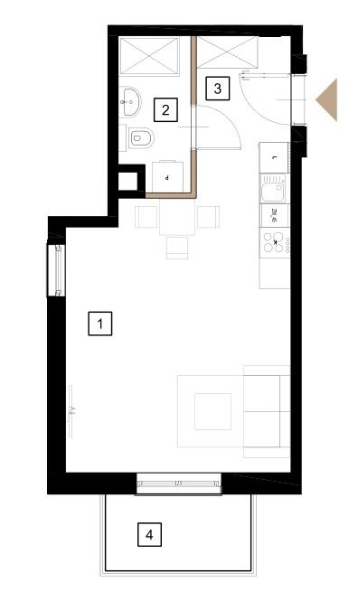Plan 1 pok. 33m²