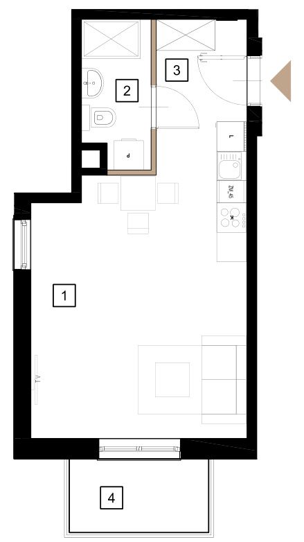 Plan 1 pok. 33m²