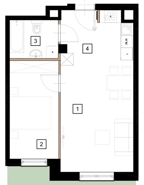 Plan 2 pok. 44m²