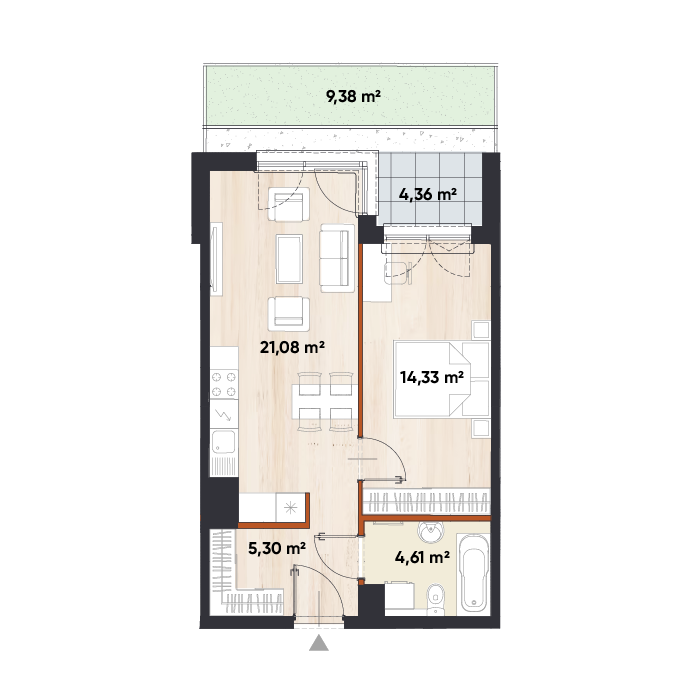 Plan 2 pok. 45m²