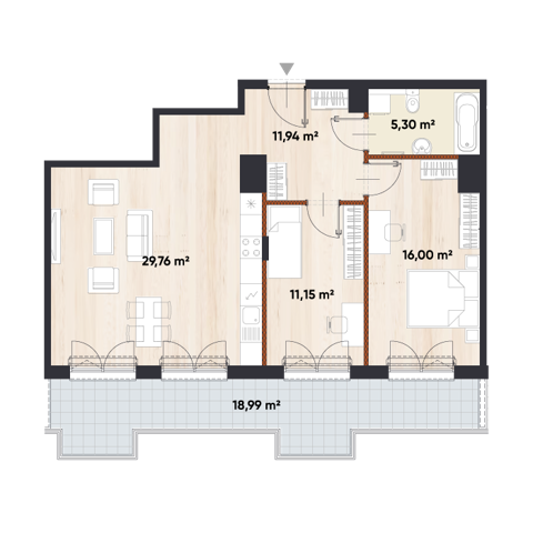 Plan 3 pok. 74m²