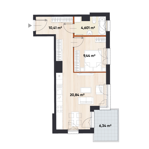 Plan 2 pok. 45m²