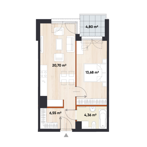 Plan 2 pok. 45m²