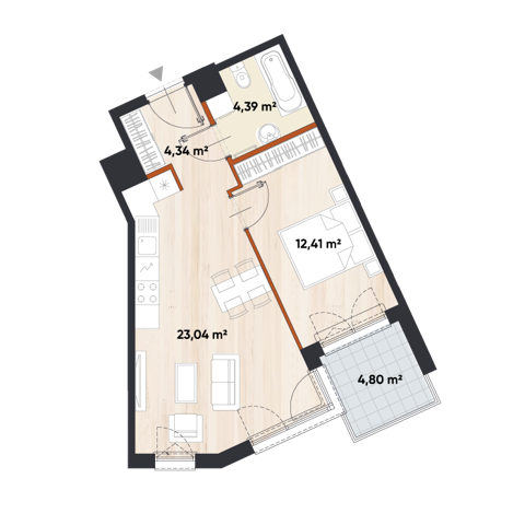 Plan 2 pok. 44m²