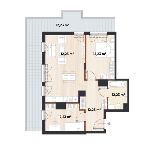 Plan 3 pok. 61m²