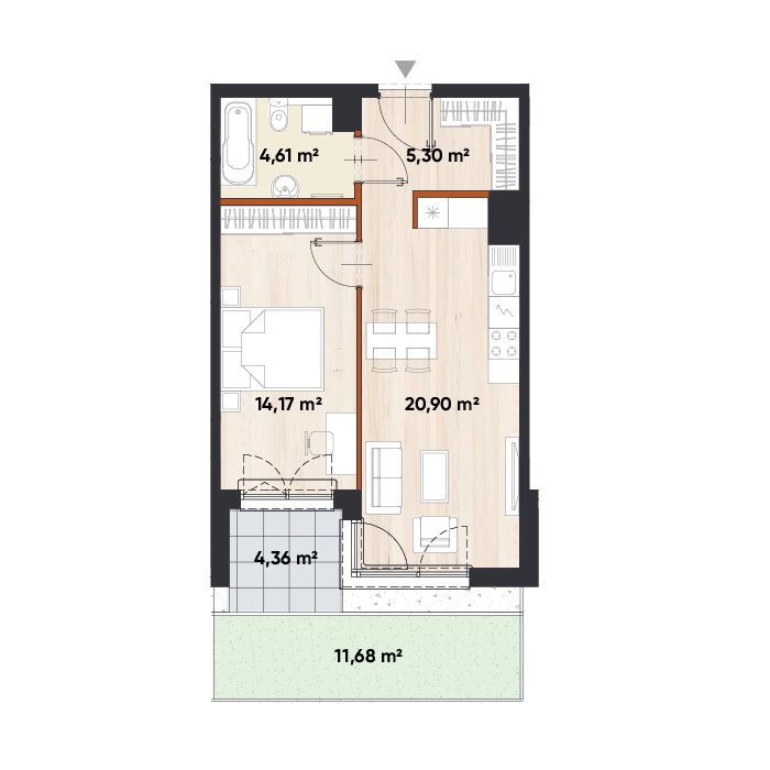 Plan 2 pok. 45m²