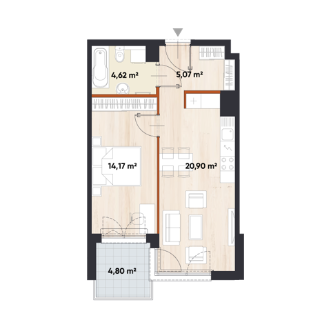 Plan 2 pok. 45m²