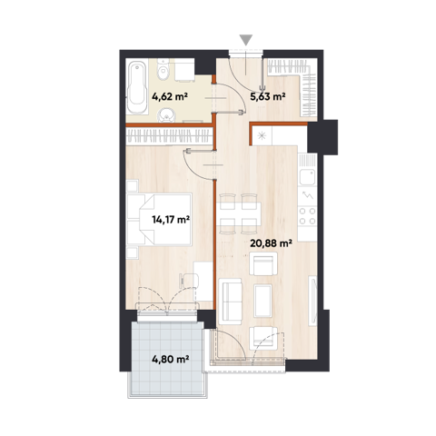 Plan 2 pok. 45m²